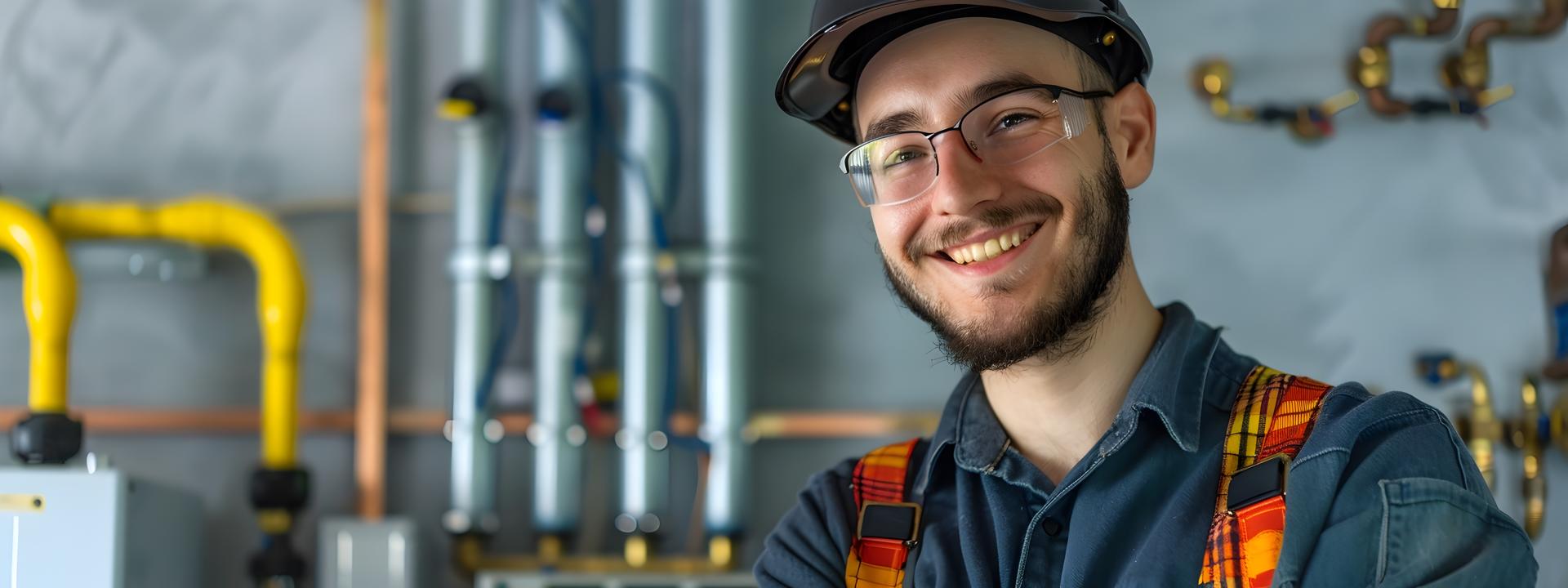 Happy Young HVAC Technician Excelling in the Field with Professional Skills